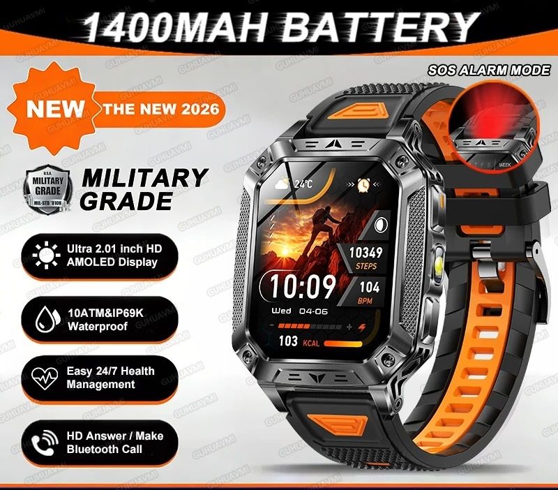 TANK Ultra Military Smart Watch – 1400mAh Battery & 2.01