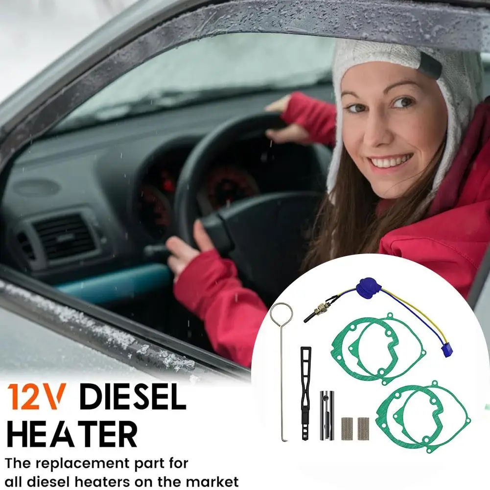 12V Ceramic Glow Plug for Diesel Parking Heater - Silicon Nitride Ignition Needle, Red Cap Piston, Air Heater Accessory