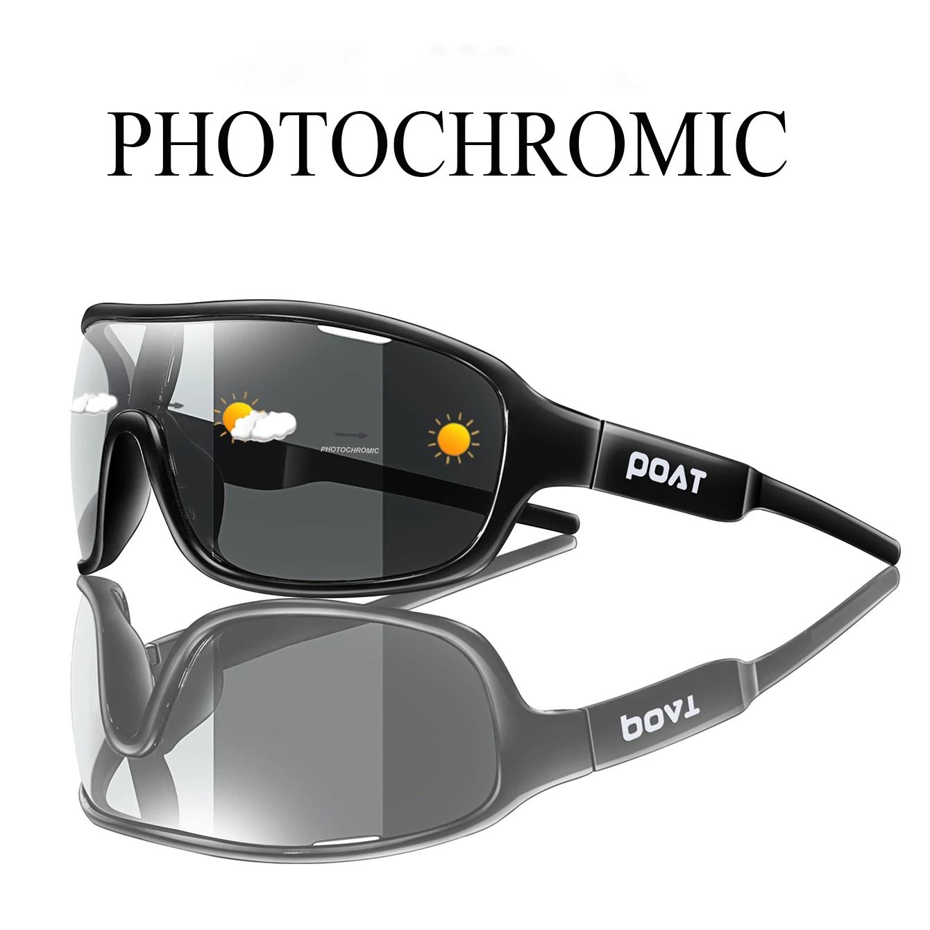 Photochromic Windproof Cycling Sunglasses for Men and Women Outdoor Road Sports Goggles