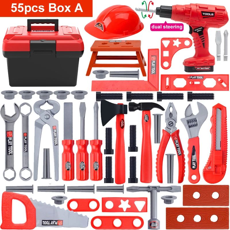 41-Piece Kids Tool Set with Toy Drill Pretend Play Construction Tools Kit
