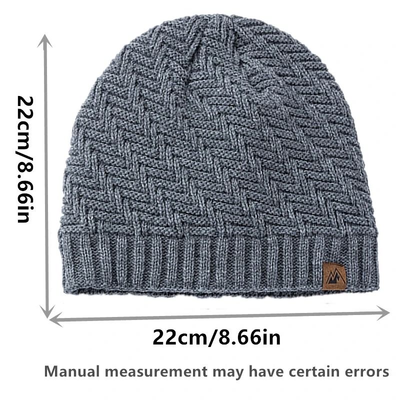 Unisex Peak Label Winter Beanie – Plush Fur-Lined Warm Knitted Hat