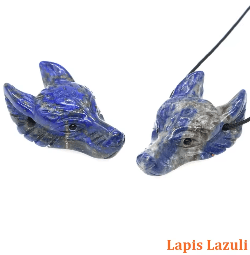SpiritWolf Crystal Wolf Head Pendant – Hand-Carved Gemstone Necklace Charm
