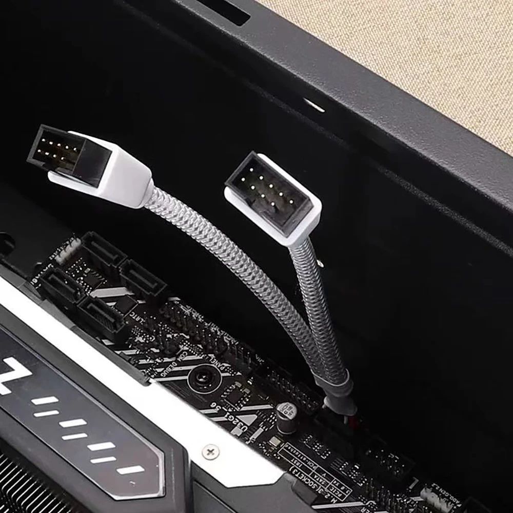 Dual 9-Pin USB Internal Splitter Cable – 1 to 2 USB 2.0 Motherboard Header Extension