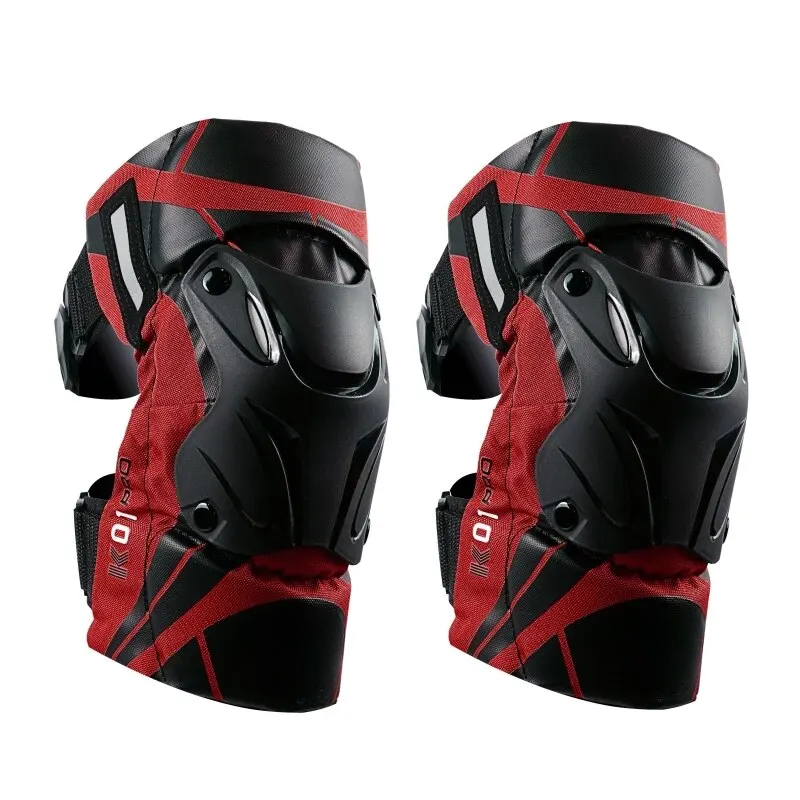 Adjustable Pro Guard Moto Shield Knee Guards, CE-Certified Impact Protection, Reflective Motocross Racing Night Use