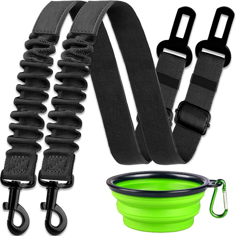Retractable Pet Car Seat Belt Heavy Duty Safety Buckle for Dogs with Elastic Nylon Traction