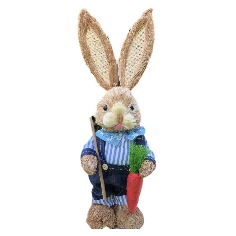 3D Handcrafted Cattail Easter Bunny | Eco-Friendly Woven Holiday Figurine