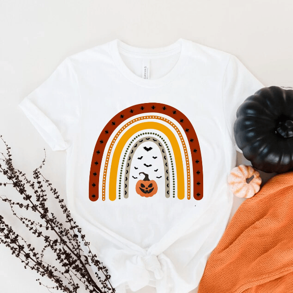 Rainbow Pumpkin Halloween Shirt | Cute Boho Fall Tee
