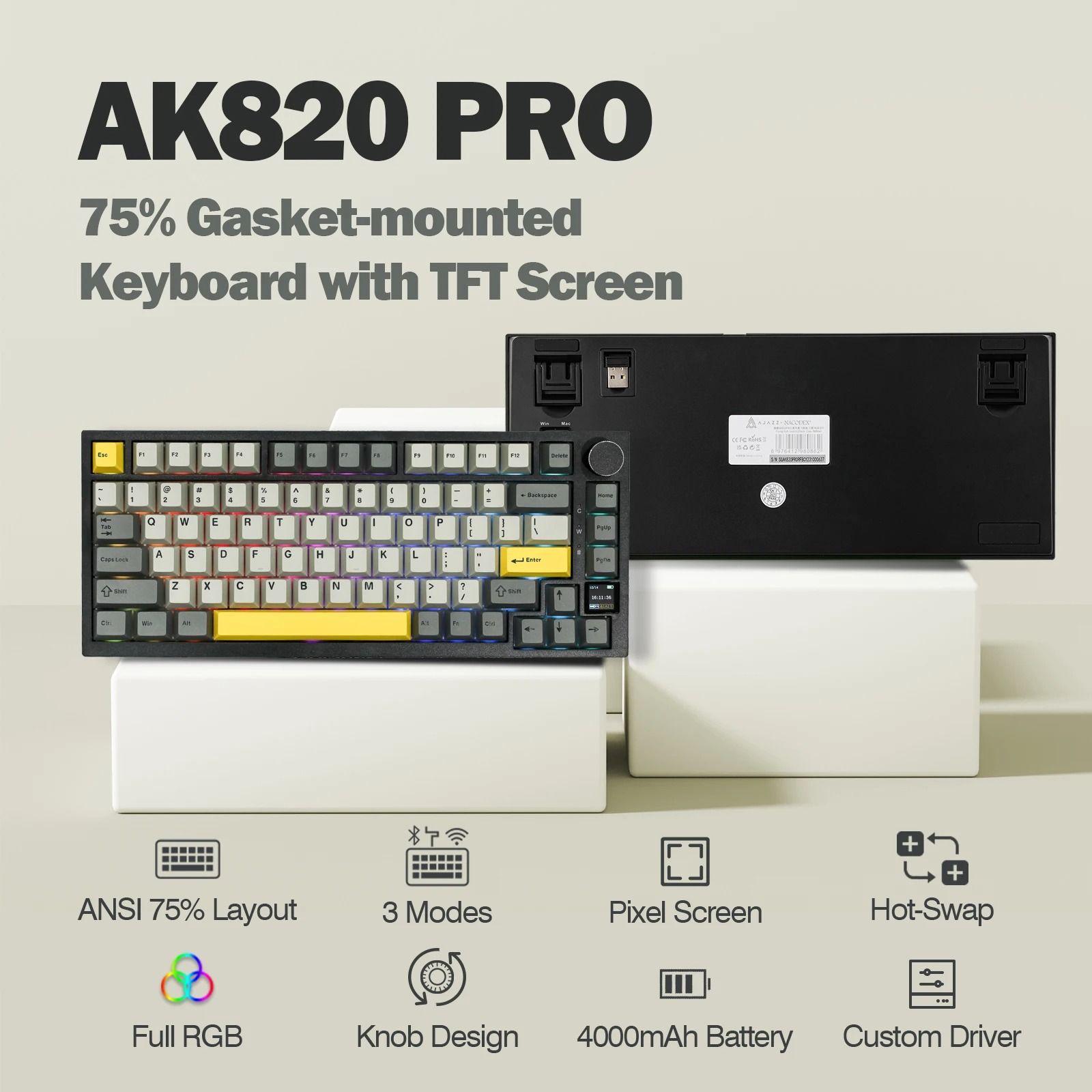Premium Wireless Mechanical Keyboard with TFT Display