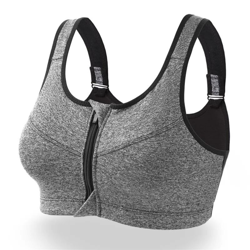 PowerZip Shockproof Front Zipper Sports Bra for Women