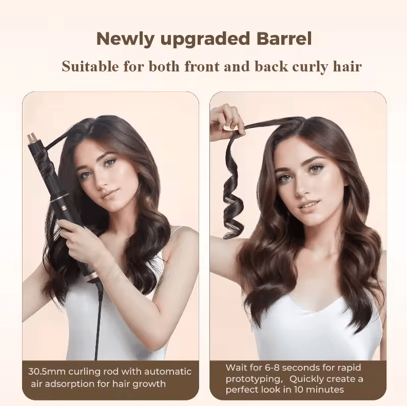 5-in-1 Ionic Hot Air Brush Styler | Hair Dryer Brush with Detachable Heads for Curling, Straightening & Styling