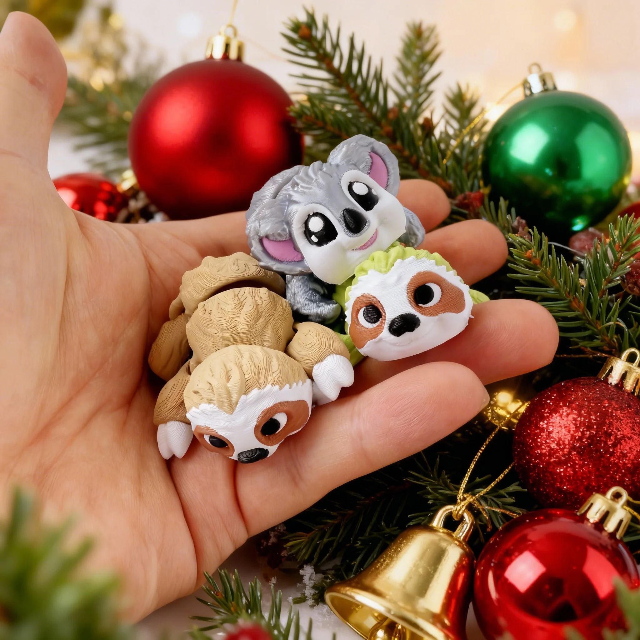 3D Articulated Sloth and Koala Figurines Set