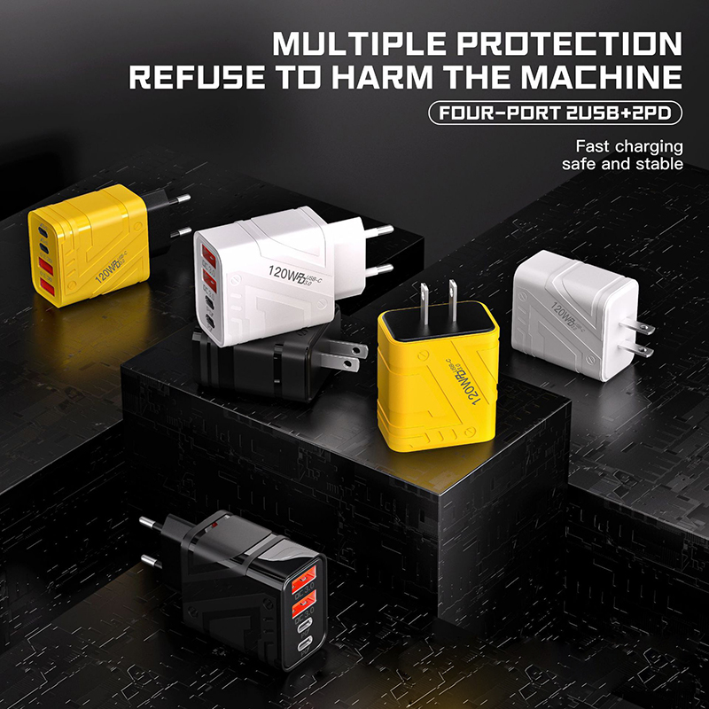 4 Port USB C PD Charger Fast Charging Multiport Adapter with Quick Charge 3.0 Smart Safety Protection