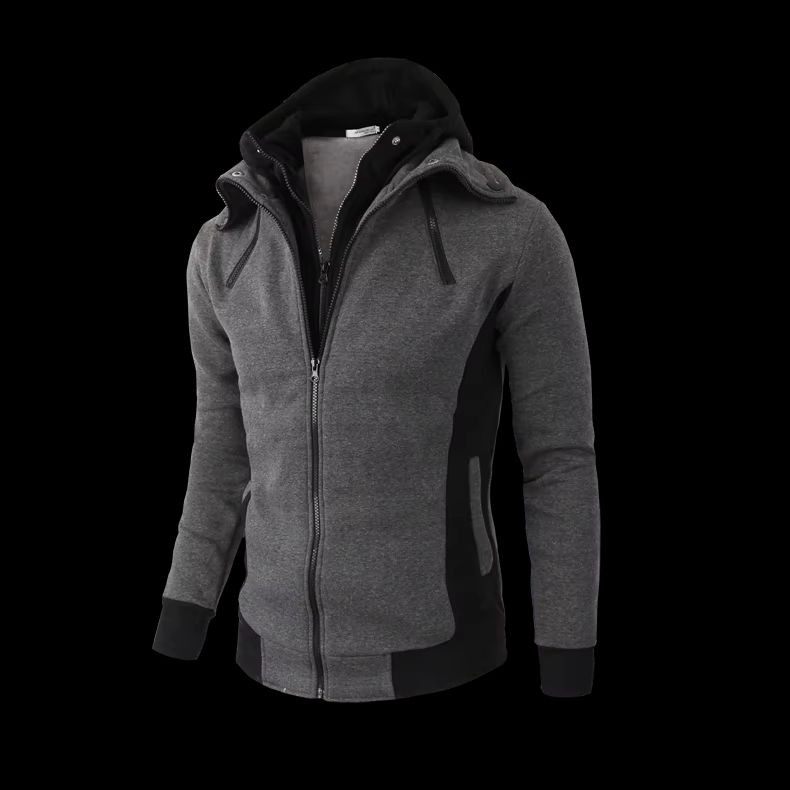 Urban Slim-Fit Fleece Bomber Jacket with Scarf-Style Stand Collar