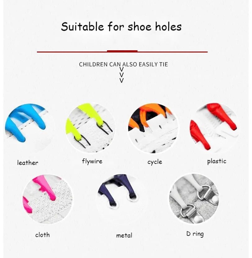 12 PCS No-Tie Stretch Silicone Shoelaces