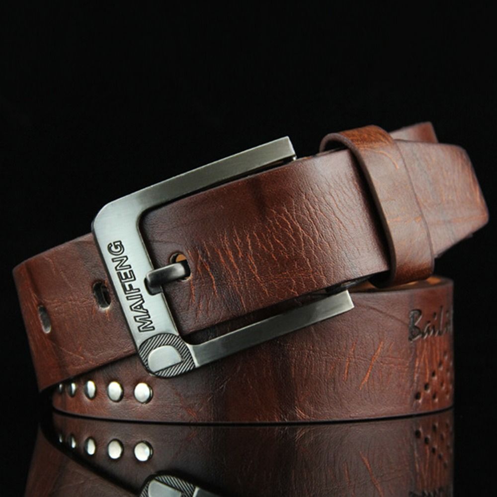 Luxury Leather Men Belt with Classic Alloy Buckle - High-Quality Vintage Business Waistband