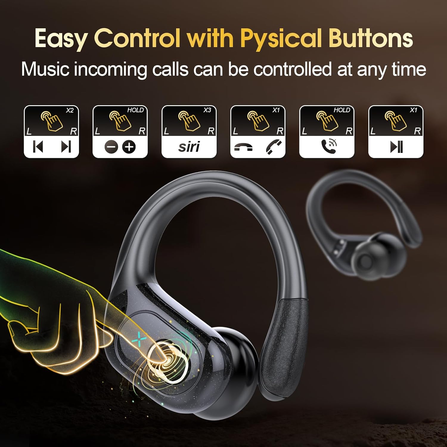Wireless Bluetooth Earbuds with LED Display Noise Cancelling Waterproof Headphones