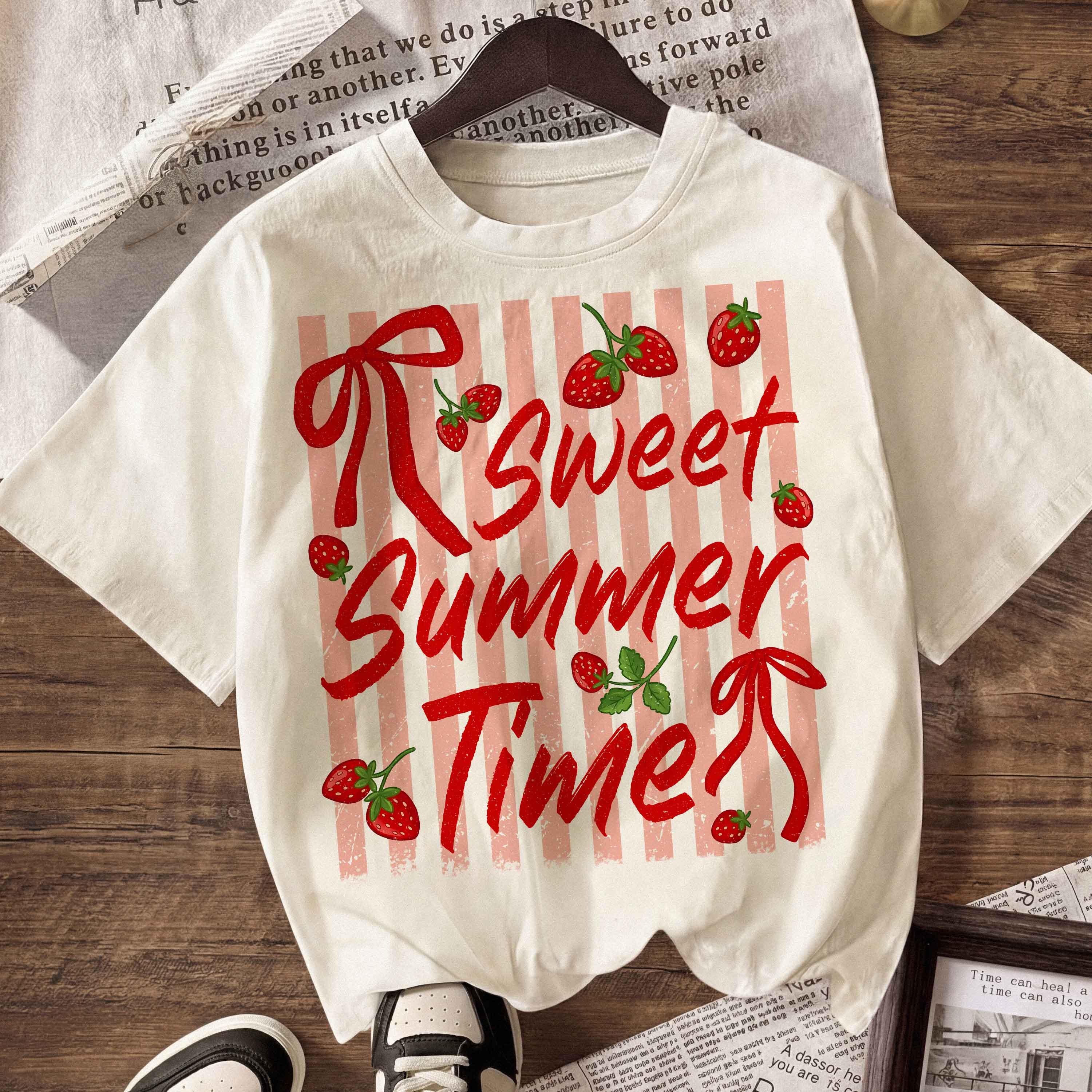 Sweet Summer Time Shirt Strawberry Cute Graphic Tee Trendy Summer Outfit Gift