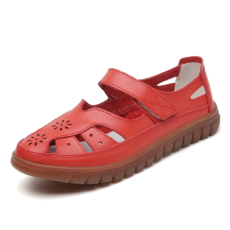 Womens Summer Sandals, Breathable Leather Slippers, Fashion Non-Slip Casual Roman Shoes, Ladies Sandals on Sale