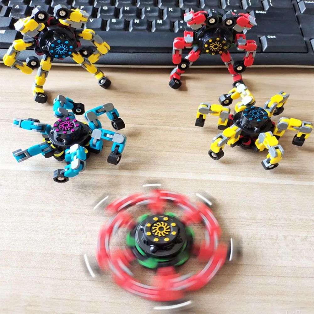 Deformable Fidget Spinner Chain Toy, Anti-Stress Sensory Hand Spinner Gyro, Portable Stress Relief Gift for Kids & Adult