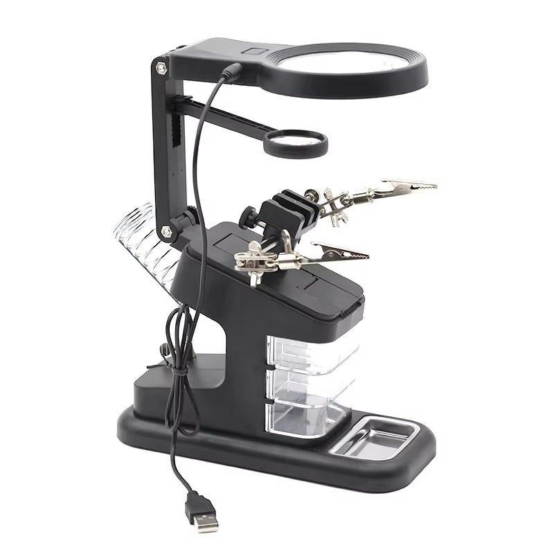 3-in-1 Welding Magnifying Glass With LED Light and Soldering Iron Stand