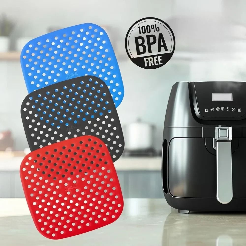 Reusable Non-Stick Silicone Air Fryer Liners for 5QT+ Baskets Dishwasher Safe Parchment Replacer