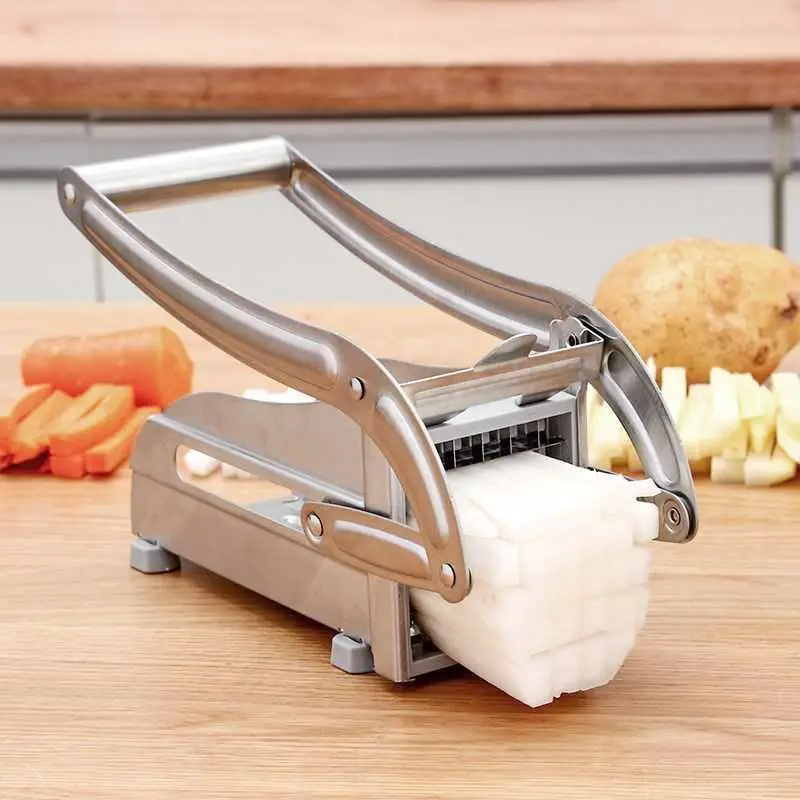 Food Chopper, Stainless Steel Vegetable Cutting Machine, French Fry Slicer, Potato Cutter