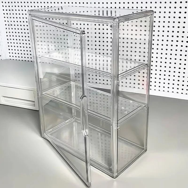 Acrylic Desktop Display Cabinet with Clear Dustproof Shelves for Figures and Collectibles