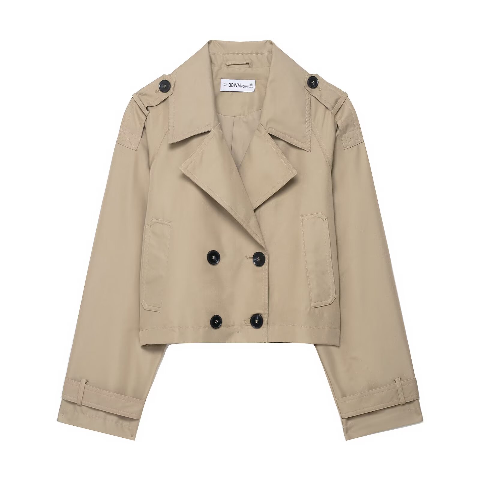 Elegant Women's Wind Coat, Vintage Streetwear, Double Breasted Straight Fit, Casual Autumn Coat