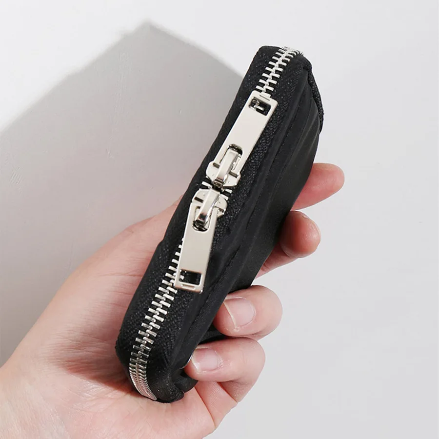 Slim Travel Card Wallet Organizer with Earbuds Case and Zipper Coin Pocket