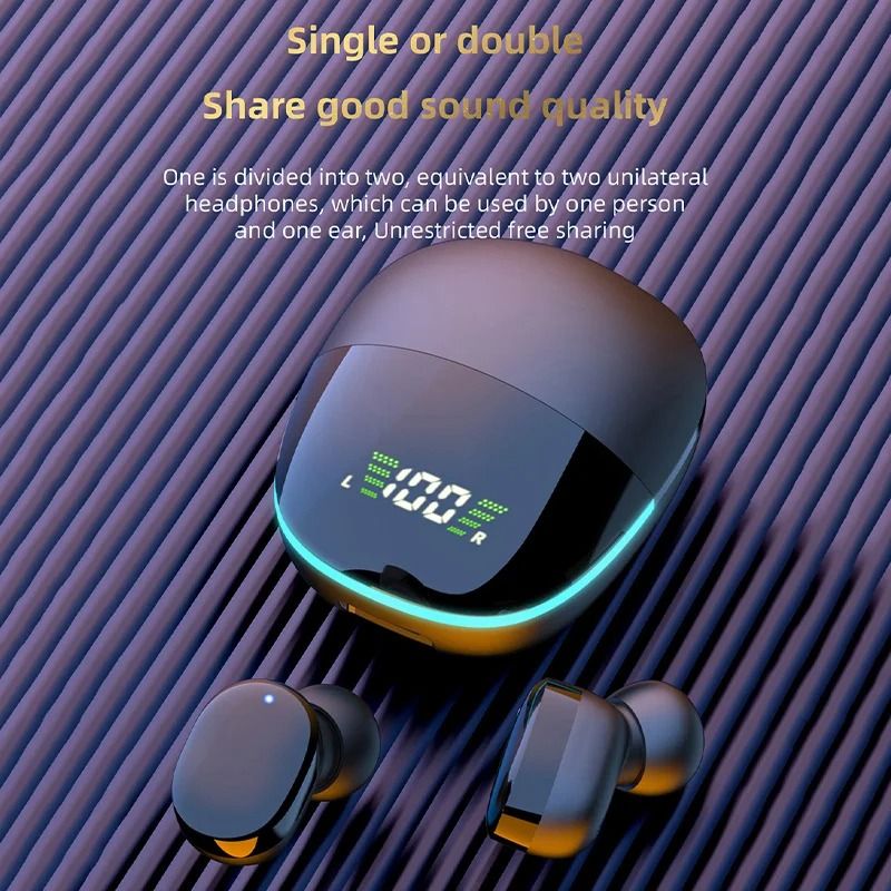 Wireless Bluetooth Earphones with LED Display and Noise Cancelling Mic