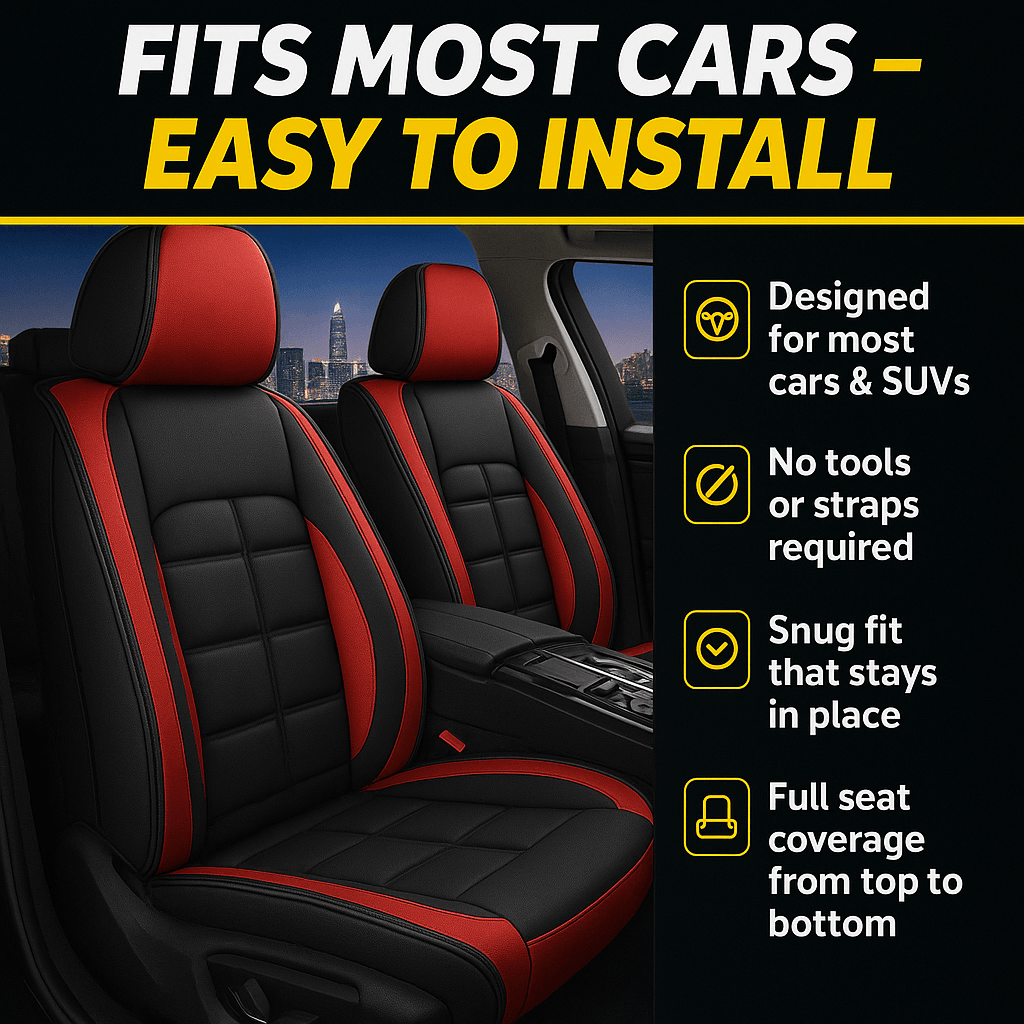 Universal Leather Car Seat Cover All Season Driver and Passenger Protection Pad