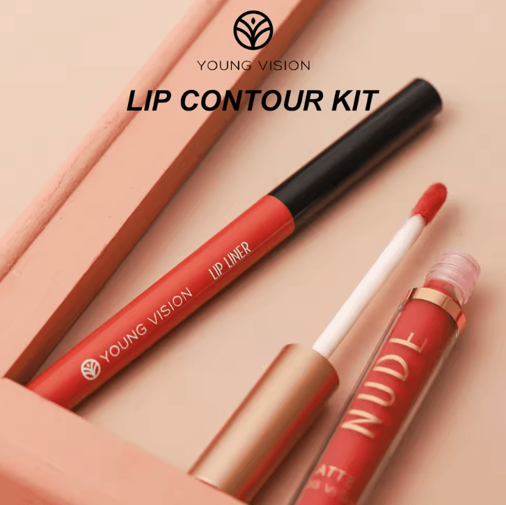 Young Vision 2-Color Matte Rotatable Lip Liner Set – Waterproof Long-Lasting Lip Contour Pencil