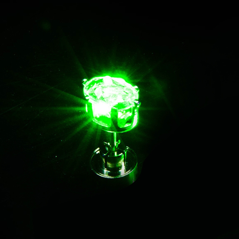 1 Pc Fashion Led Earring Glowing Crystal Stainless Ear Drop Light Up Ear Stud Party Luminous Neon Men Women Couple Jewelry Gift