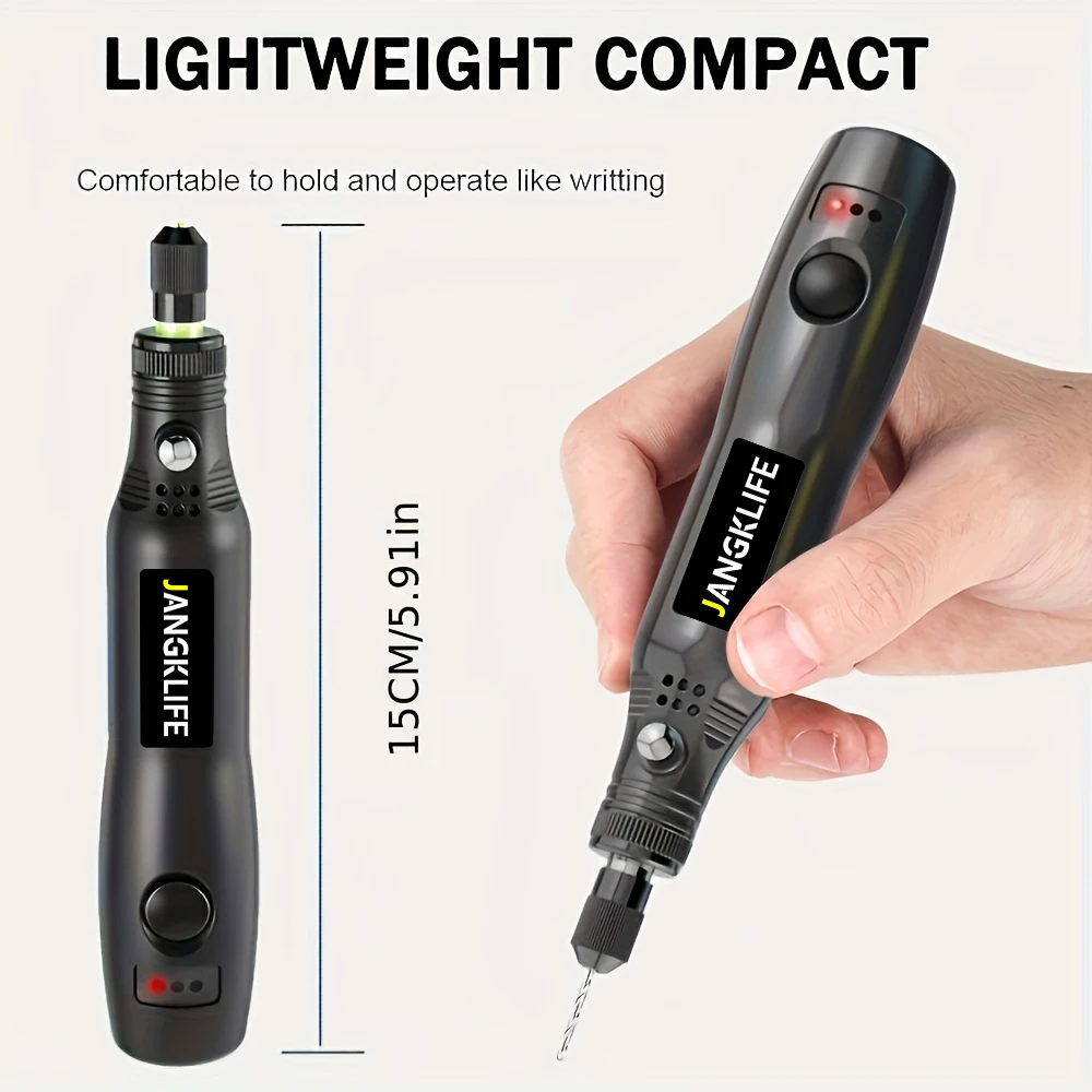 USB Cordless Rotary Tool Kit for Woodworking, Metal, Glass & Jewelry, Mini Wireless Drill for DIY Engraving & Crafting