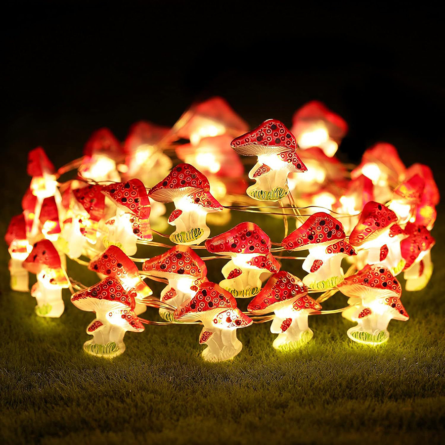 LED Mushroom Light, Copper Wire Light String, Micro Landscape Decorative Light for Easter, Colorful Light Strip