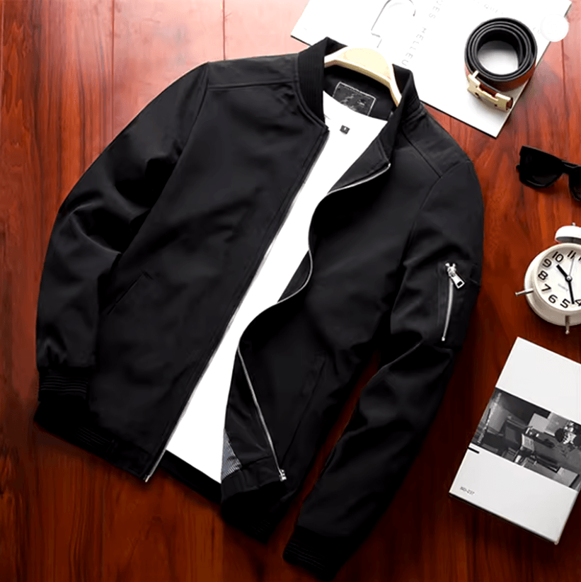 Mens Slim Bomber Jacket Lightweight Windbreaker with Zipper