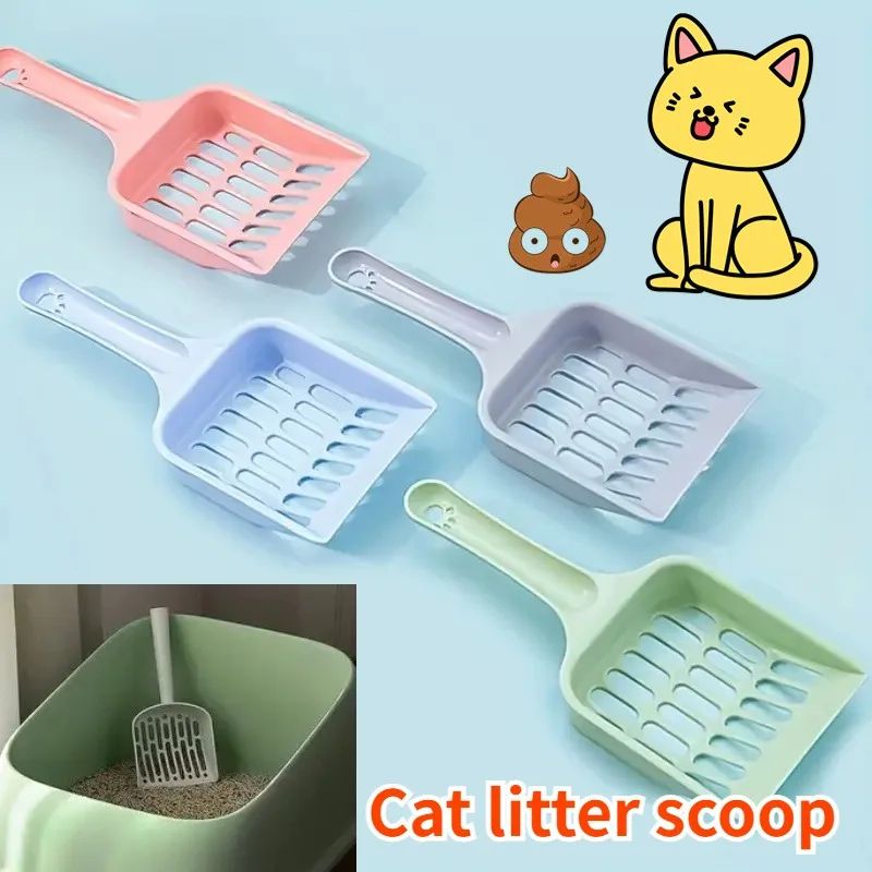 Fine Mesh Cat Litter Scoop with Durable Plastic Handle - Fast Easy Cleaning, Pet Waste Shovel for Cats & Dogs
