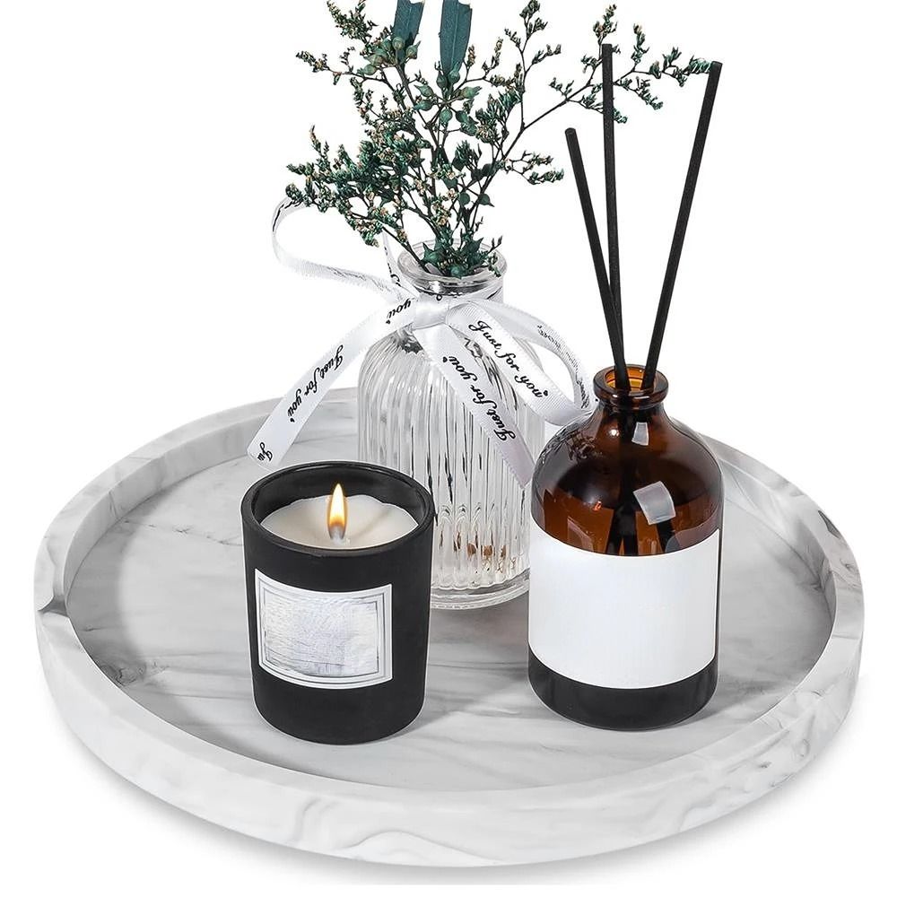 PureCircle Round Bathroom Vanity Tray Silicone Decorative Organizer