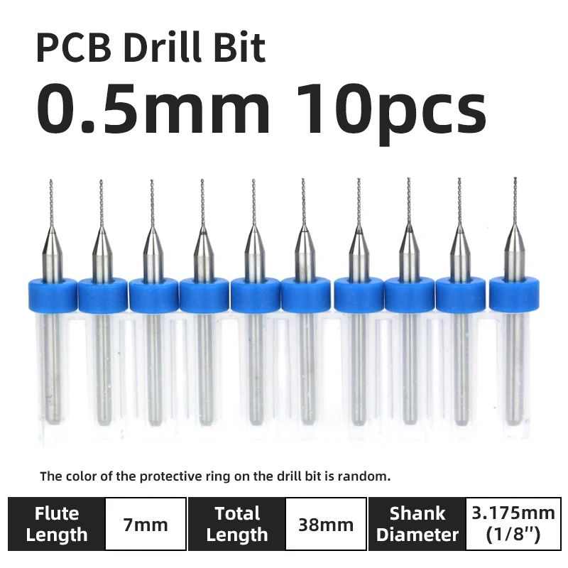 TOOLEYE Carbide PCB Drill Bit Set (10pcs) 1/8 Shank Micro CNC Bits, 0.1–3.175mm