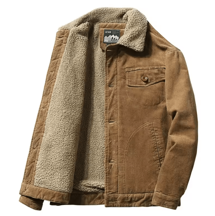 Korean Fashion Mens Winter Jacket – Warm Casual Parka with Plush Velvet & Corduroy