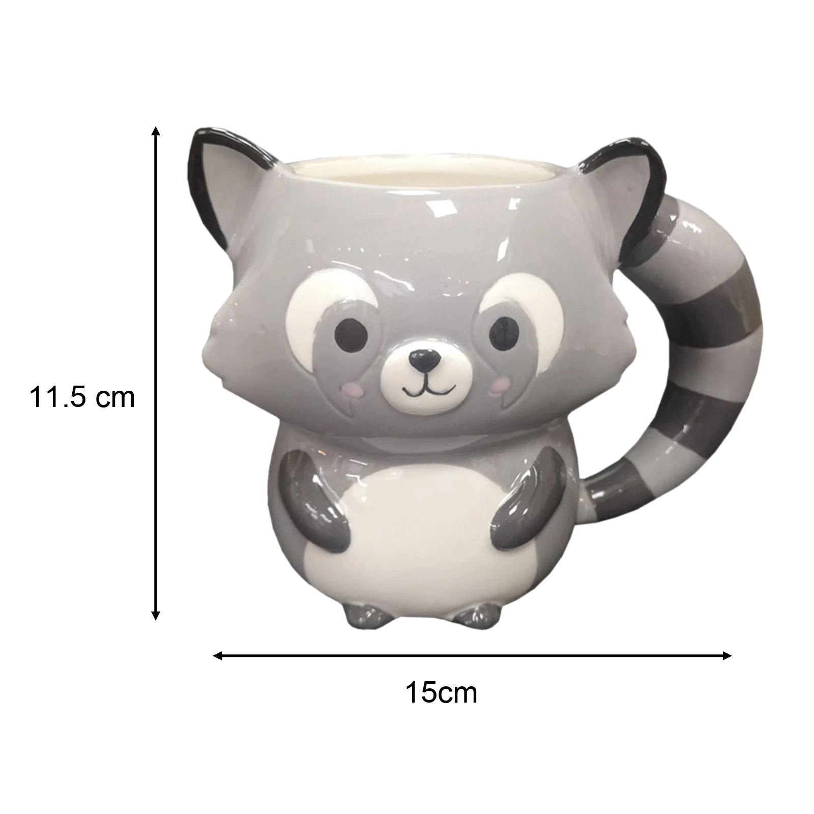 Childrens Cartoon Ceramic Mug with Bear and Raccoon Designs