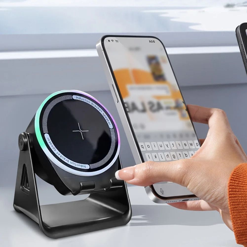 Wireless Induction Bluetooth Speaker with Phone Stand Stereo Sound