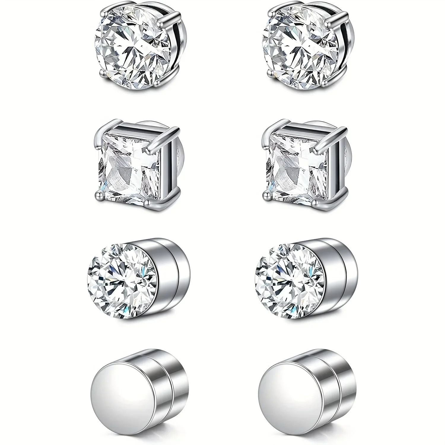 Crystal Strong Magnetic Ear Stud Set