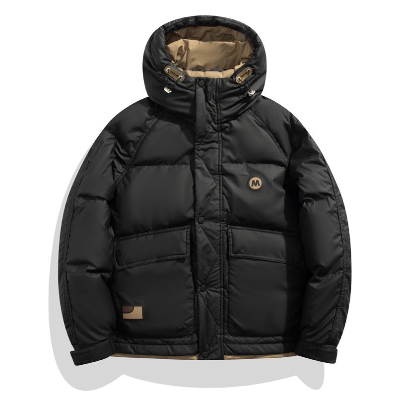Men's Hooded Down Jacket, Winter Warm Puffer Coat, Loose Fit Hip Hop Streetwear, Harajuku Style Outwear