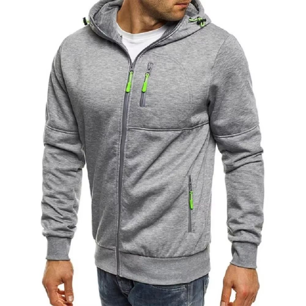Mens Zip Up Hoodie Slim Fit Hooded Sweatshirt Casual Sports Jacket