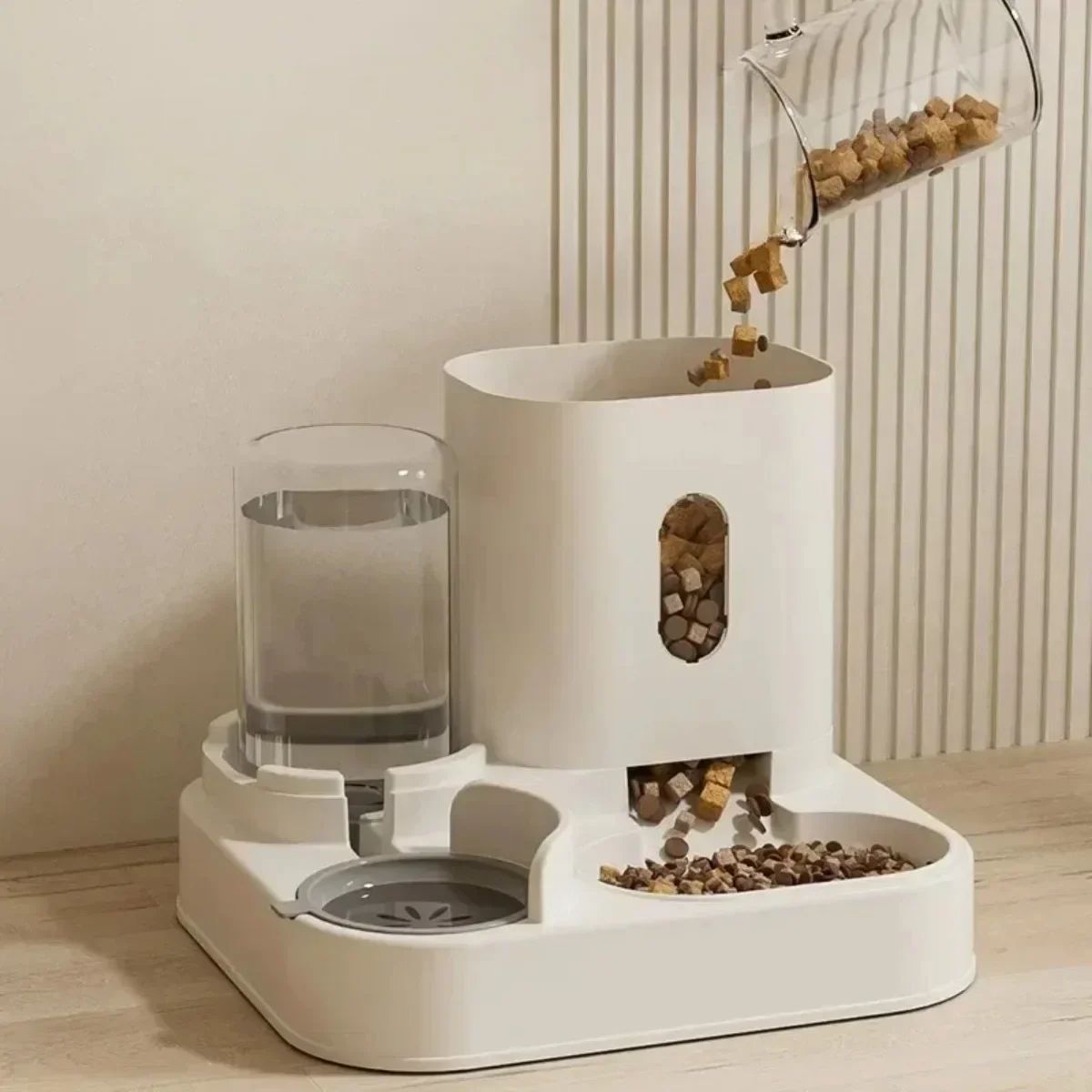 Automatic Dog & Cat Feeder with Water Dispenser – Non-Electric Gravity Food Bowl, Large Capacity Pet Station