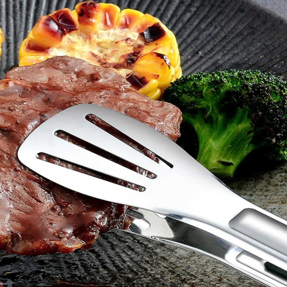 New Stainless Steel Food Tongs, BBQ Meat Salad Bread Clip, Barbecue Grill Buffet Clamp, Non-slip Tong Cooking Tools