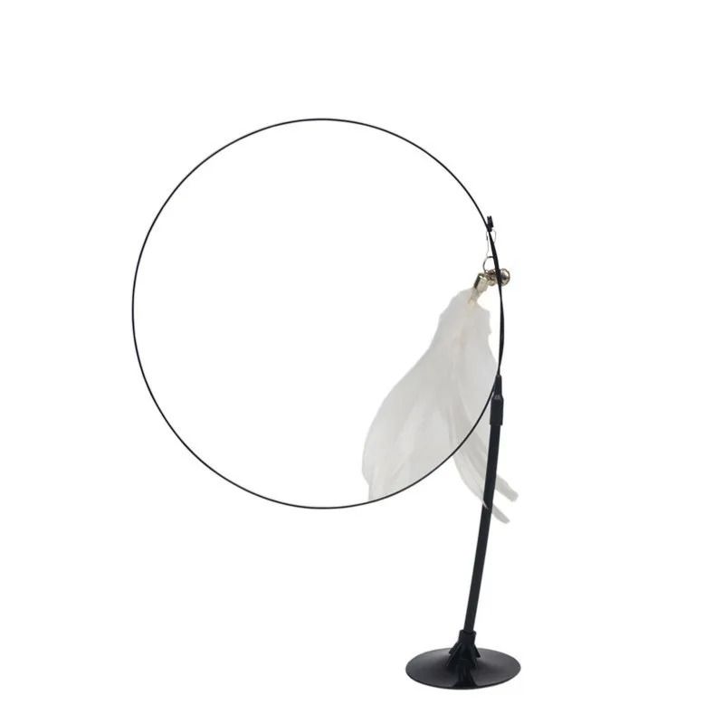 Cat Teaser Wand With Bell Feather And Suction Cup Long Interactive Stick