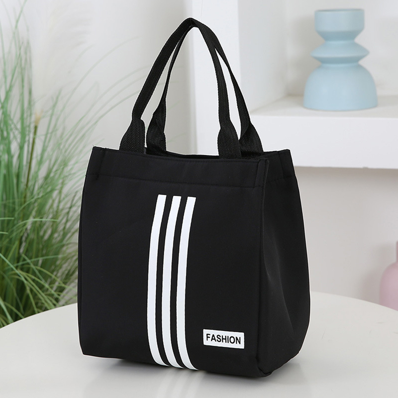 Fashionable Three-Bar Oxford Lunch Box Handbag | Portable Bento Bag for On-the-Go