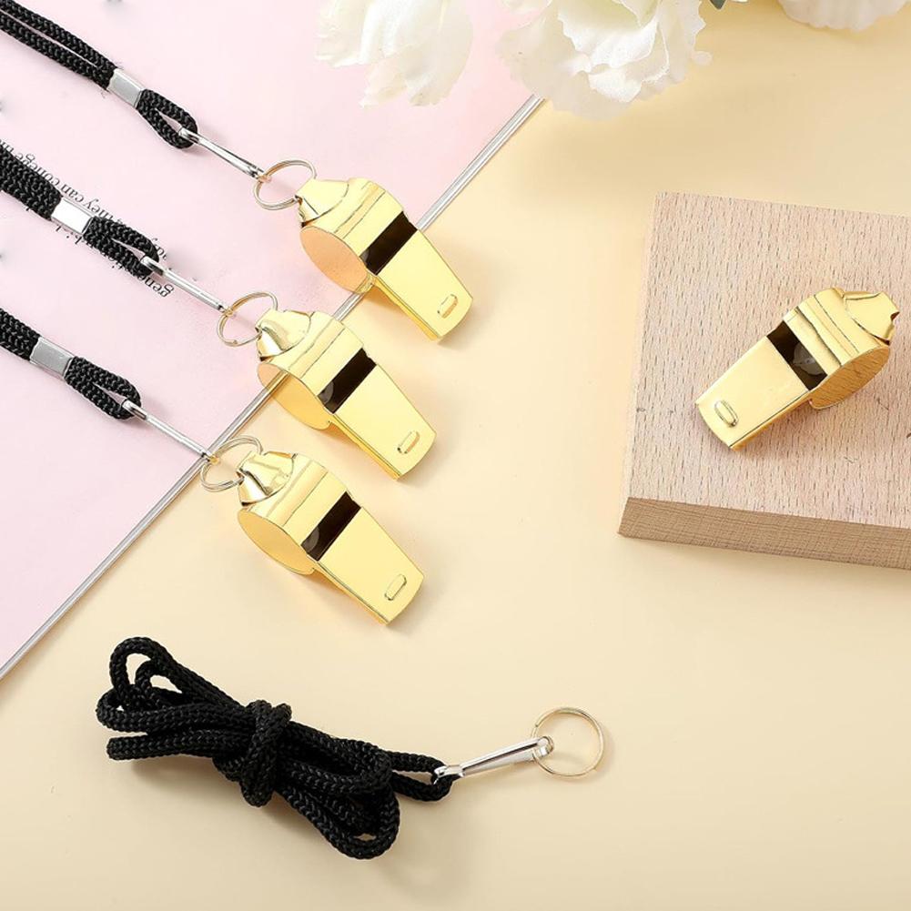 Professional Stainless Steel Referee Sport Whistle Loud Metal Whistle with Rope